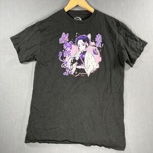 Demon Slayer Shinobu Kocho Men's Black Graphic Cotton T-Shirt Crew Neck M